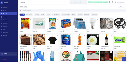 Point of Sale System dashboard