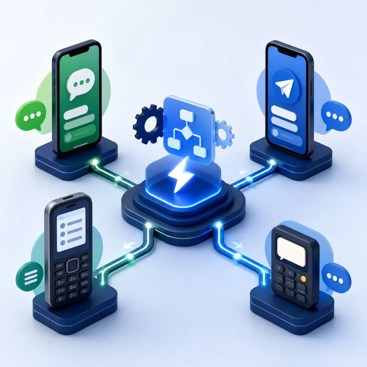 WhatsApp, Telegram and USSD automation illustration